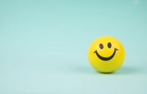 Smiley face ball on background sweet retro vintage color