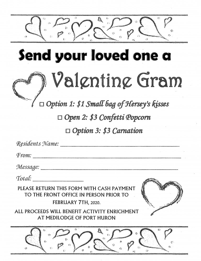 Valentine Grams at MediLodge of Port Huron!